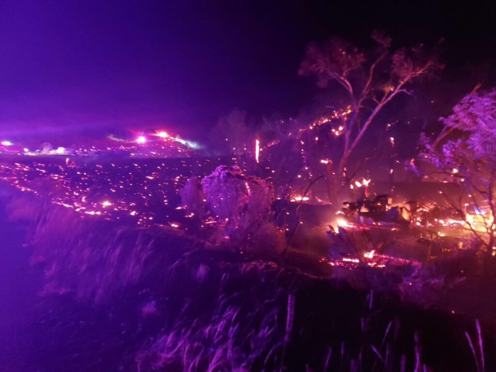 Trail Creek Fire burning at night