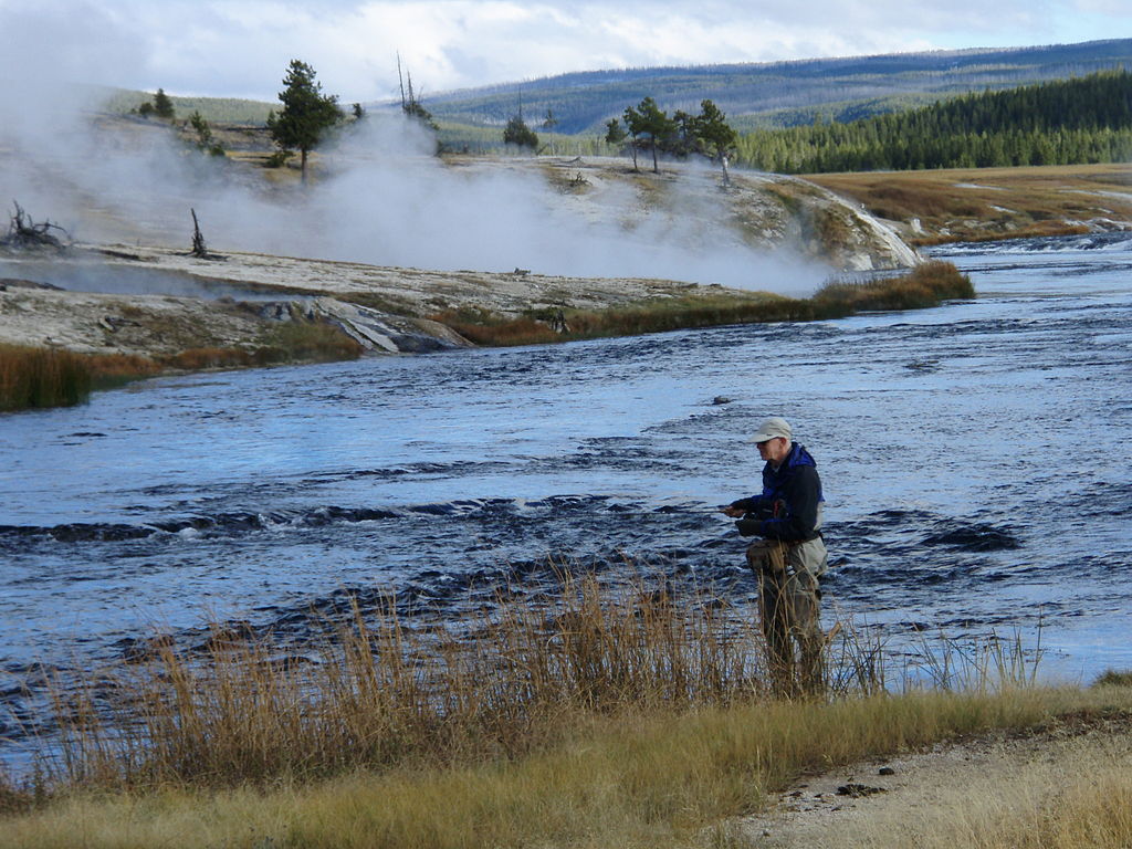 The Firehole River is one of the best places to fish in Yellowstone
