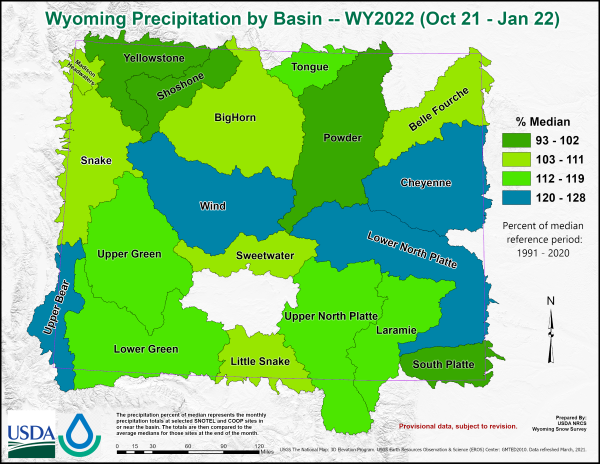 Wyoming Precipitation Map (Oct 21 - Jan 22)