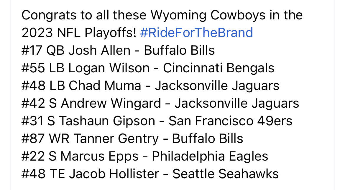 Wyoming Cowboys in the 2023 NFL Playoffs