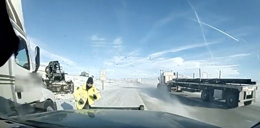 Close Call for Trooper near Rawlins, I-80 in Wyoming