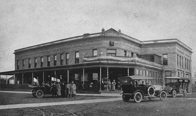 The Irma Hotel in downtown Cody, Wyoming at the turn of the last century