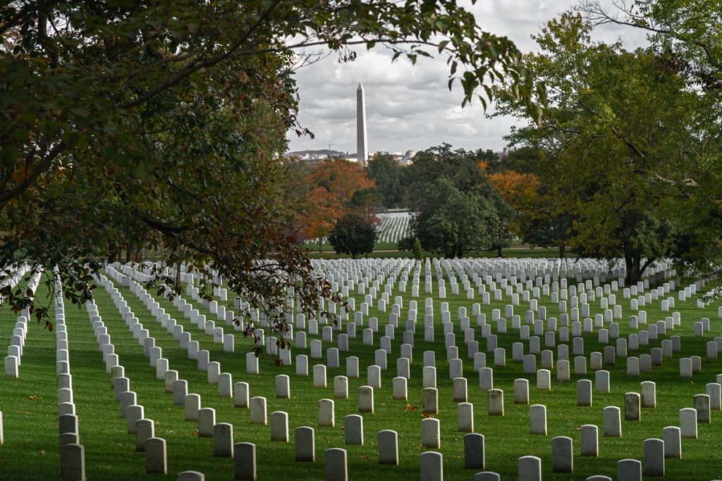 Arlington National Cemetery with Washington Monument