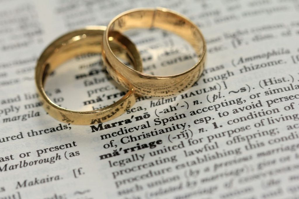 Wedding rings on dictionary