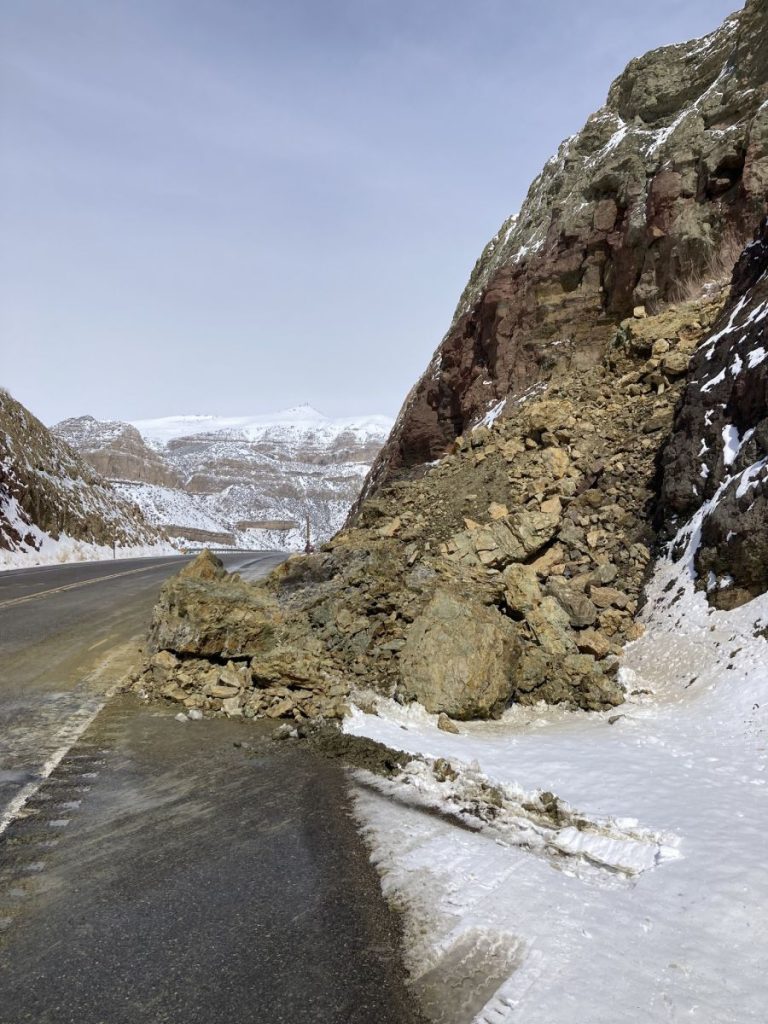 Rockfall at Junior's Slide in Wind River Canyon