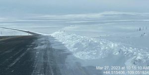 Greybull Highway snow on webcam