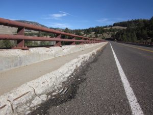 Closeup of road on Yellowstone River Bridge