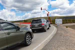 Short delays at Old Faithful overpass construction site