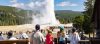 Afternoon Old Faithful Eruption from the Observation Deck at the Old Faithful Inn