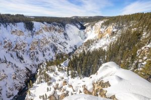 Yellowstone Lower Falls from Lookout Point in winter