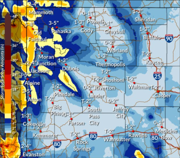NW Wyoming Hazardous Weather Outlook snow amounts