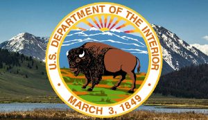 Department of Interior logo with mountain background