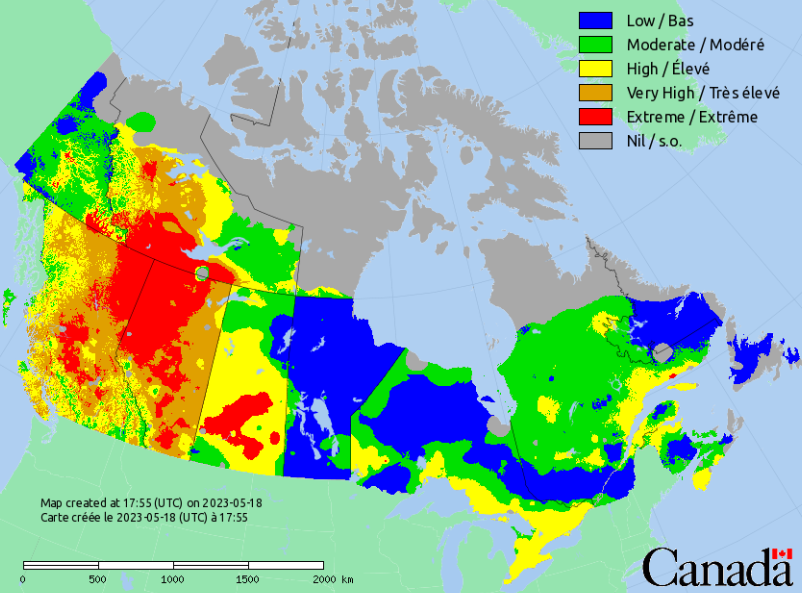 Natural Resources Canada Fire Danger Map 05-18-23