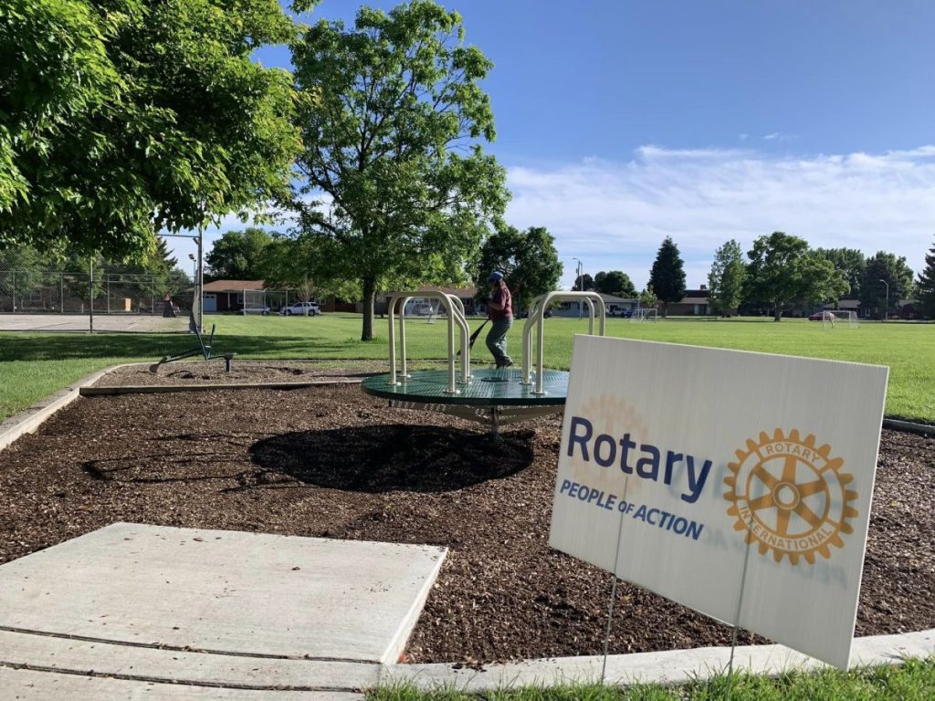Cody Rotary sign at Glendale Park on Cody Cares Day