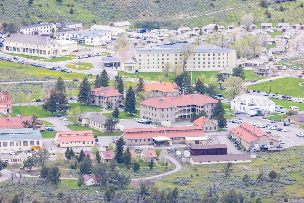 View of Ft. Yellowstone and Mammoth Hot Springs Hotel from Mt. Everts