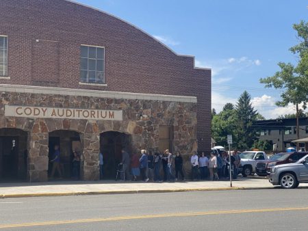 A line outside the Cody Auditorium