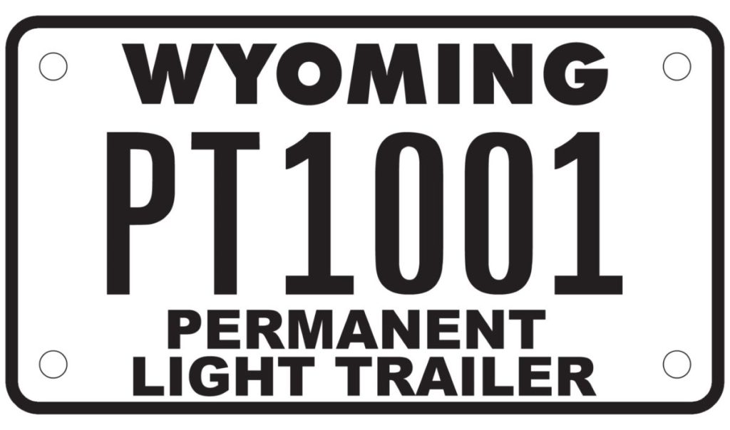 WYDOT permanent light trailer license plate